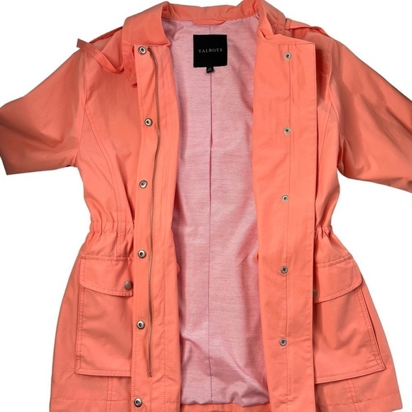 TALBOTS Water Resistant Cotton Anorak Rain Jacket Coral Orange Women's Size XS - Picture 13 of 16